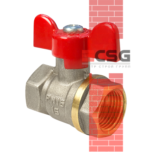 Кран шаровой латунь никель Ду15 Ру40 ВР/"Американка" полнопроходной бабочка  Dist Н141Б арт.1214367CDEK